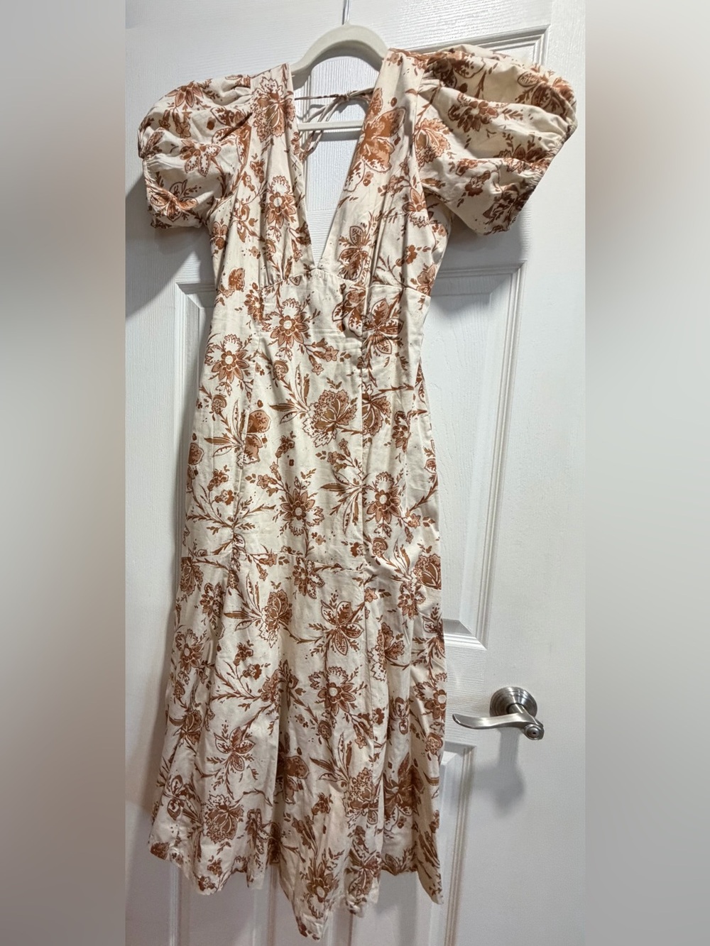 Abercrombie & Fitch Emerson poplin puff sleeve midi dress floral M